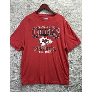 NFL Kansas City Chiefs Tshirt Men's L ‎ Red Football Logo